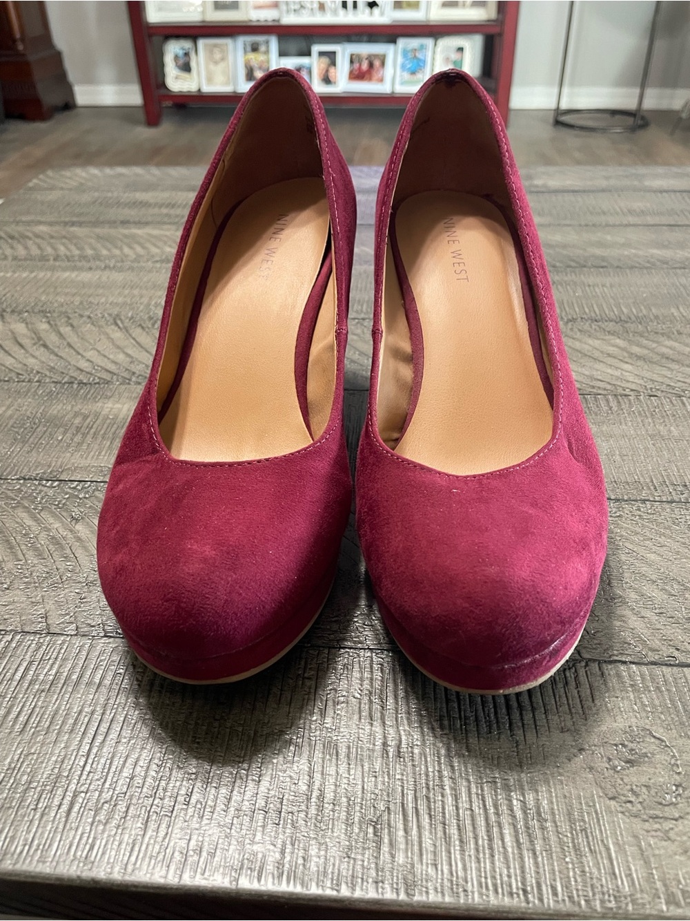 Nine West Women's Burgundy Suede Platform Wedges